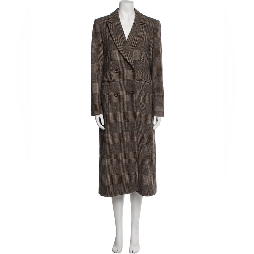 Reformation Brown Plaid Long Coat